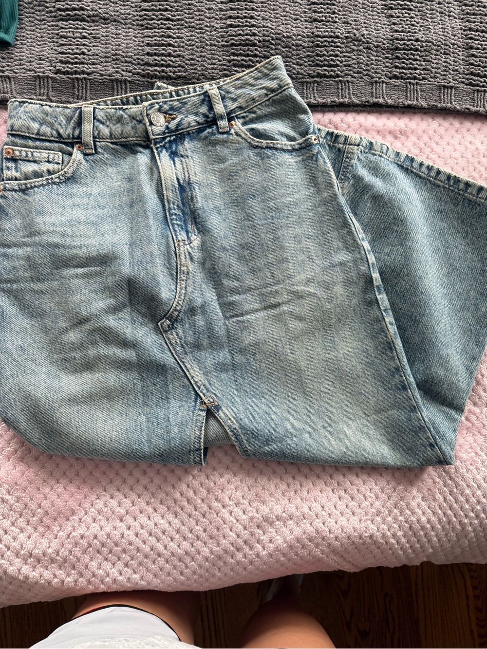 Garage Light Blue Denim Maxi Skirt